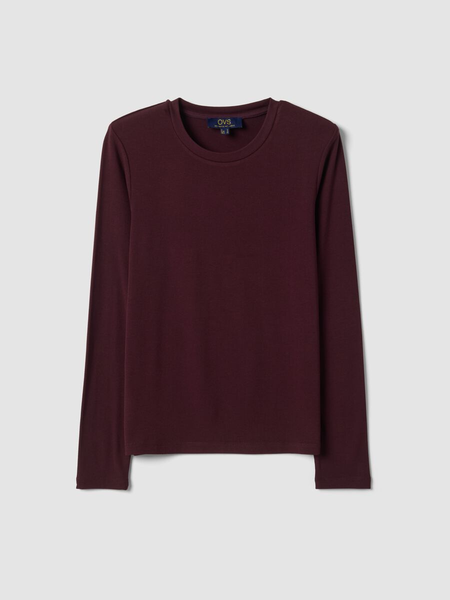T-shirt viola girocollo in viscosa e lana elasticizzata regular fit_4