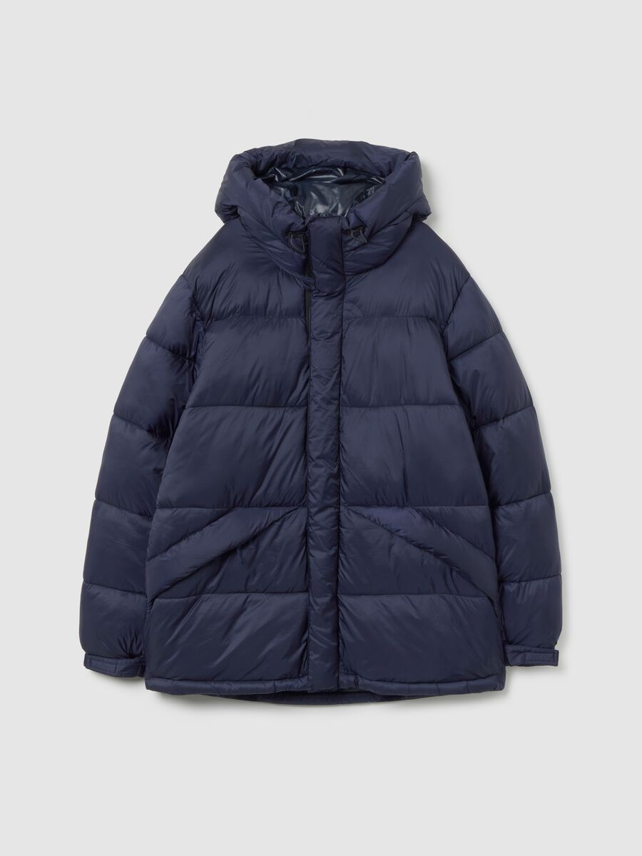 Blue Iconic Puffer Jacket with Adjustable Hood_4