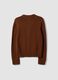 Brown pure cotton crew-neck cardigan with buttons, regular fit_6