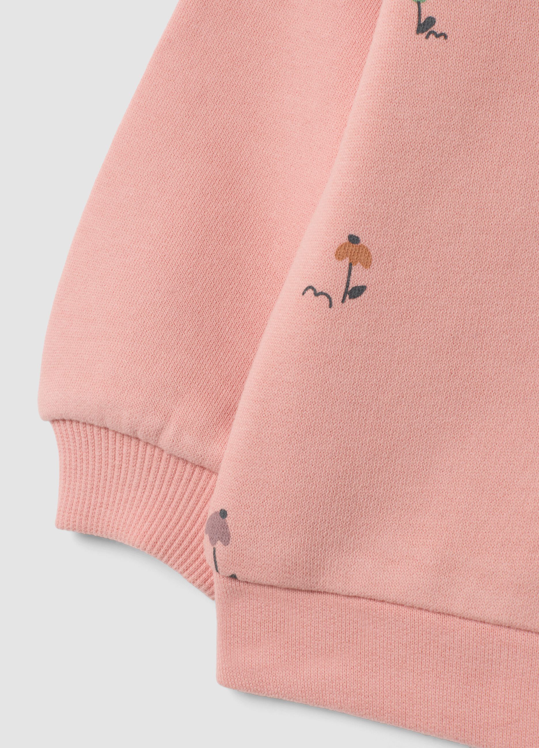 Felpa rosa chiaro in puro cotone con girocollo