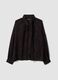Camicia nera con fantasia floreale e fiocco al collo_4