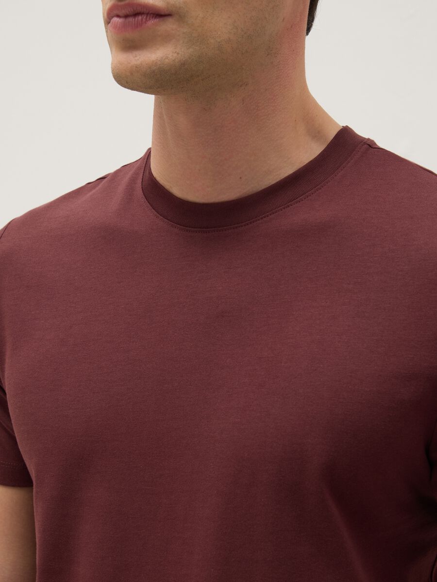 Red pure cotton regular fit T-shirt_3