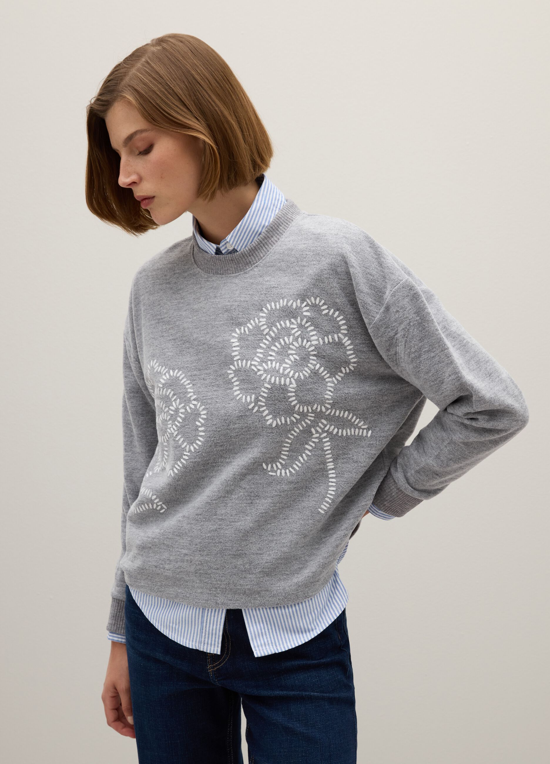 piombo-woman-s-grey-regular-fit-jumper-with-floral-details-ovs