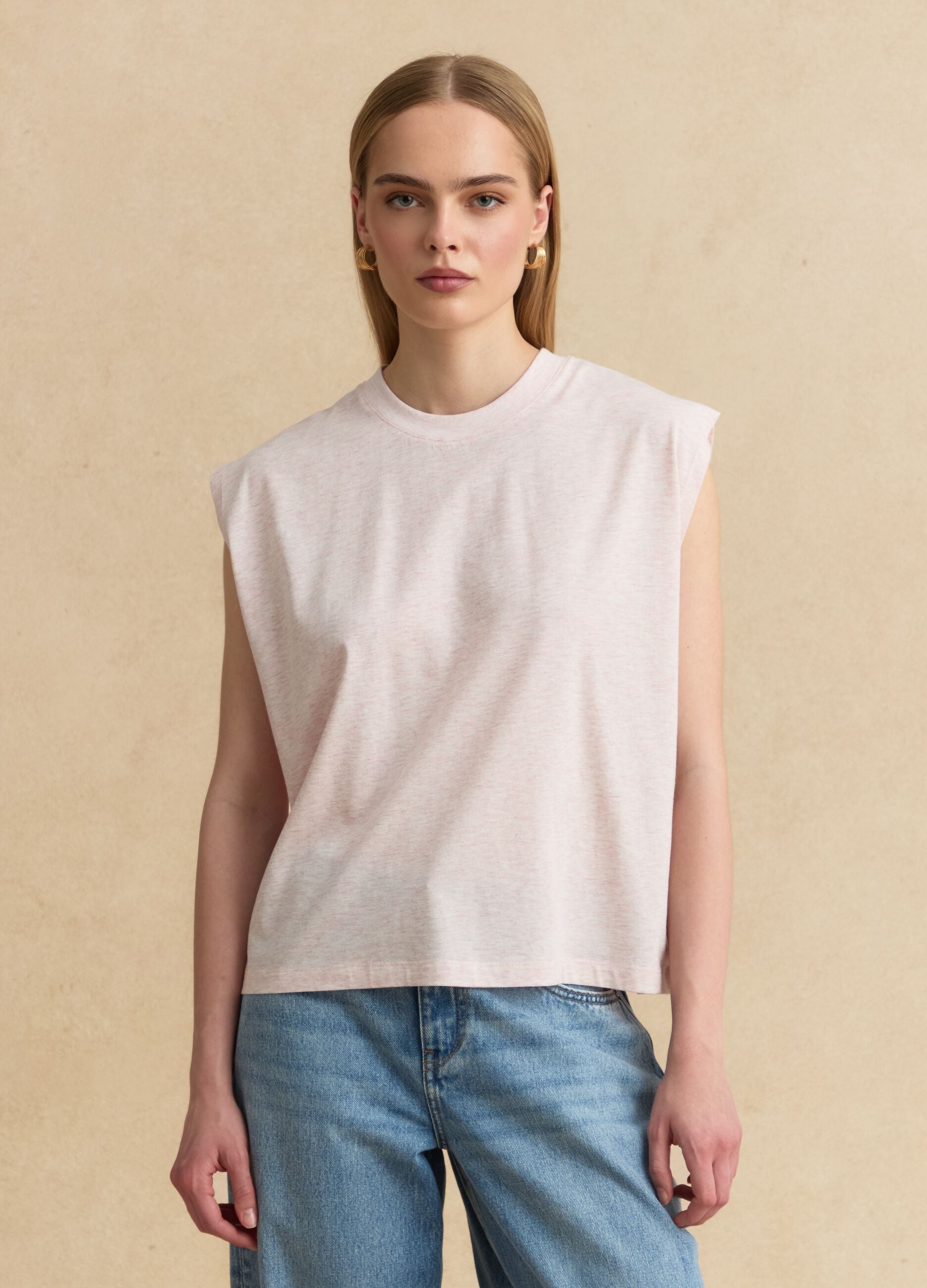 Rosa T-Shirt mit kurzen &Auml;rmeln aus Lyocell-Baumwollmix
