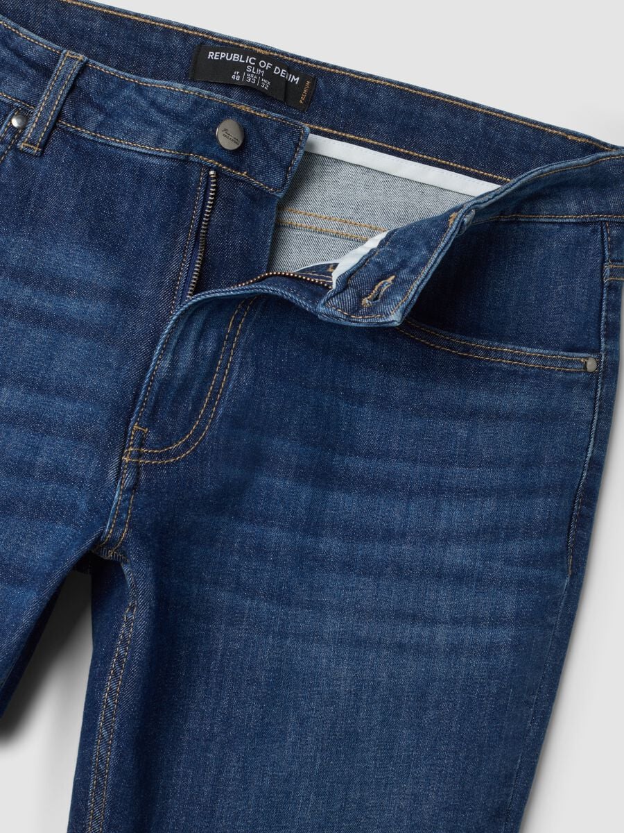 Jeans blu scuro in cotone elasticizzato slim fit_2