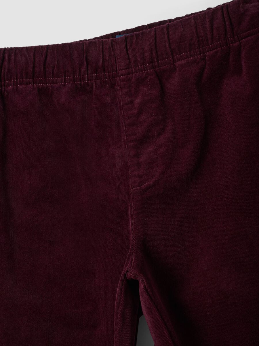 Pantaloni viola in cotone elasticizzato wide leg_1