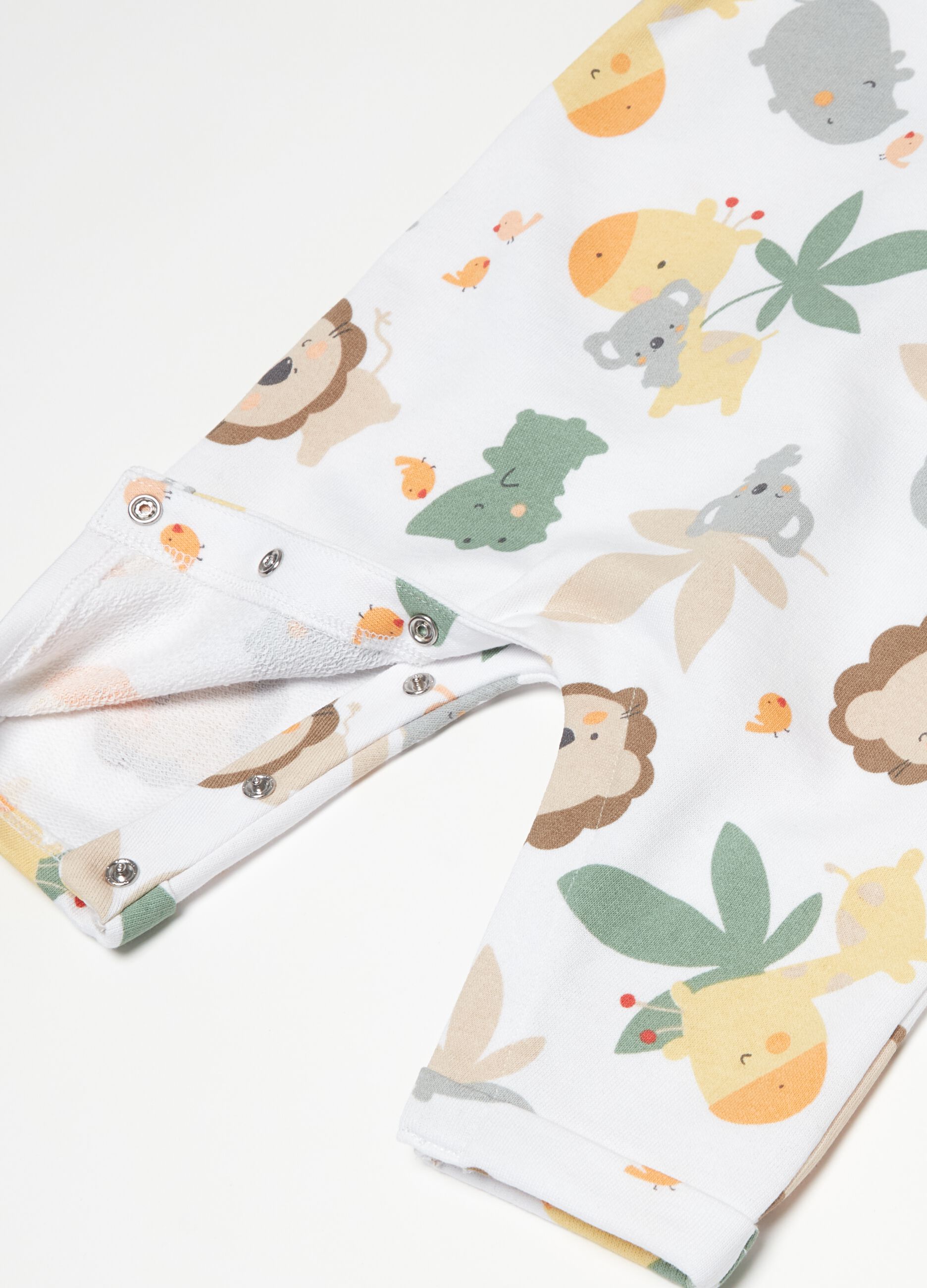 French terry onesie with animals print