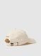 Beige pure cotton cap with adjustable visor and embroidered P_2