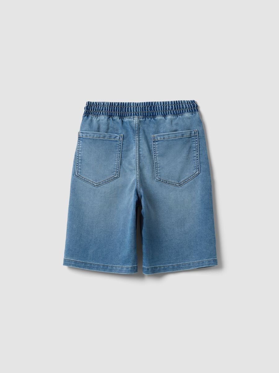 Light blue stretch cotton denim shorts_1