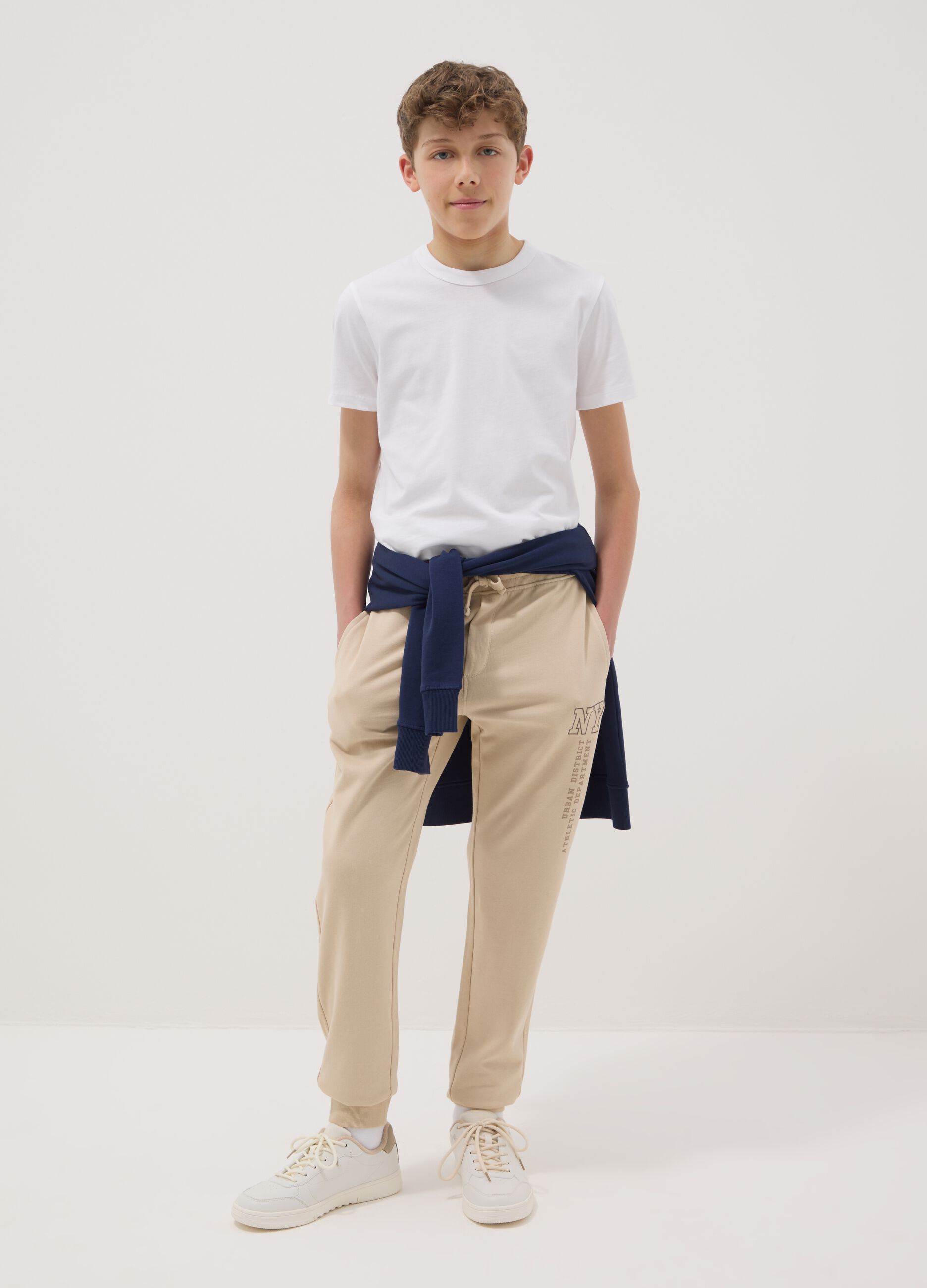Boys' Beige Pure Cotton Joggers Regular Fit
