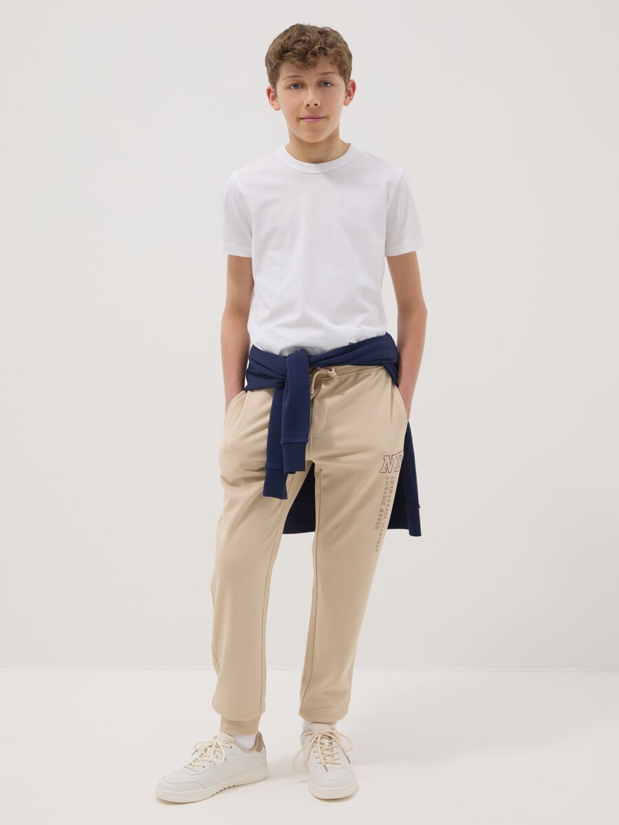 Boys' Beige Pure Cotton Joggers Regular Fit_0