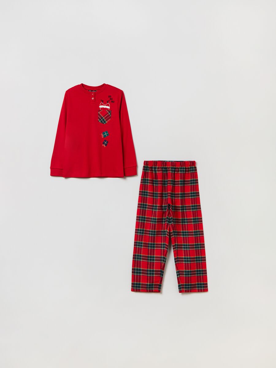 Pijama tartán con bordado Papá Noel_0