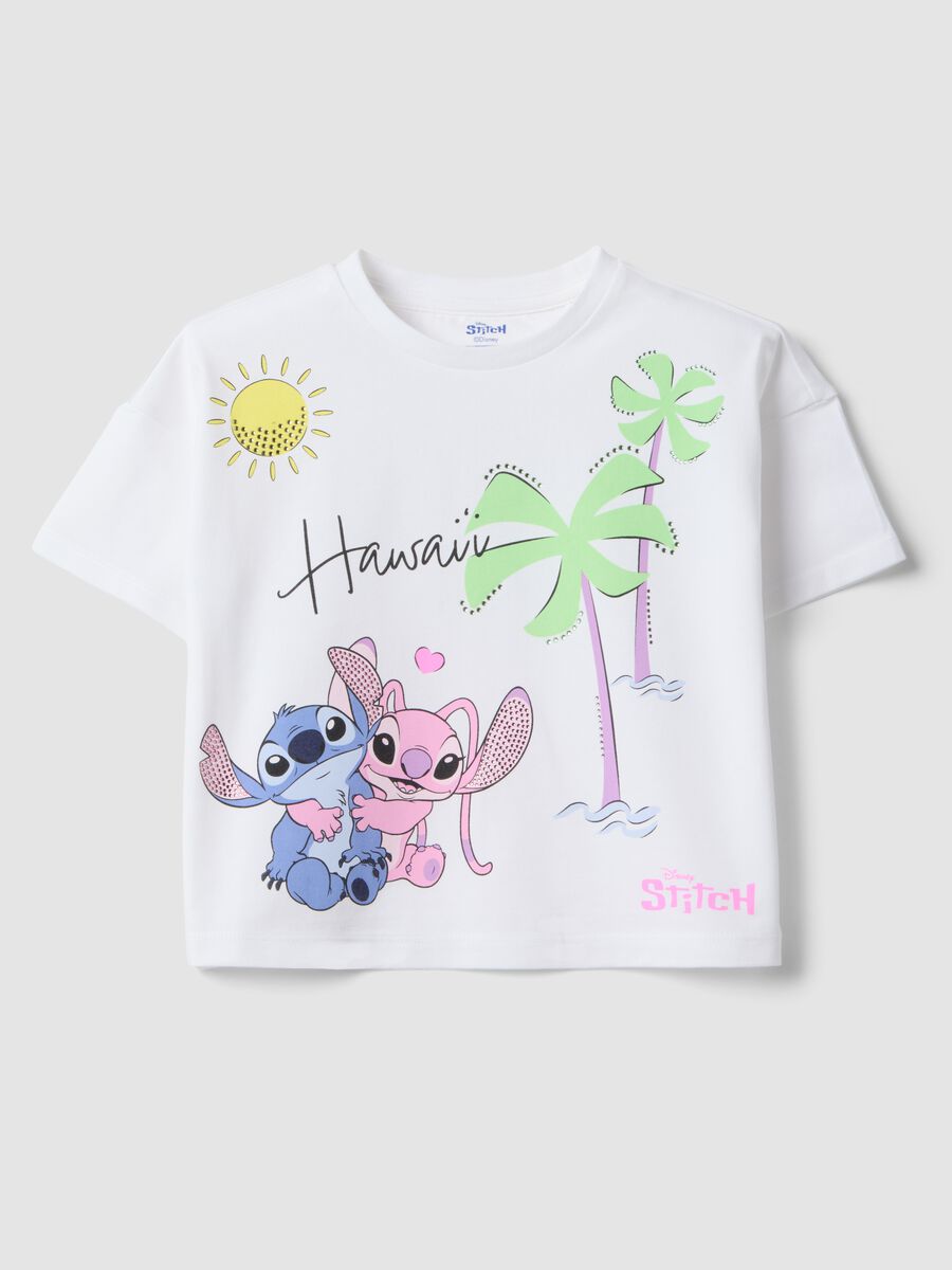 Girls' White Stretch Cotton T-shirt Regular Fit_0