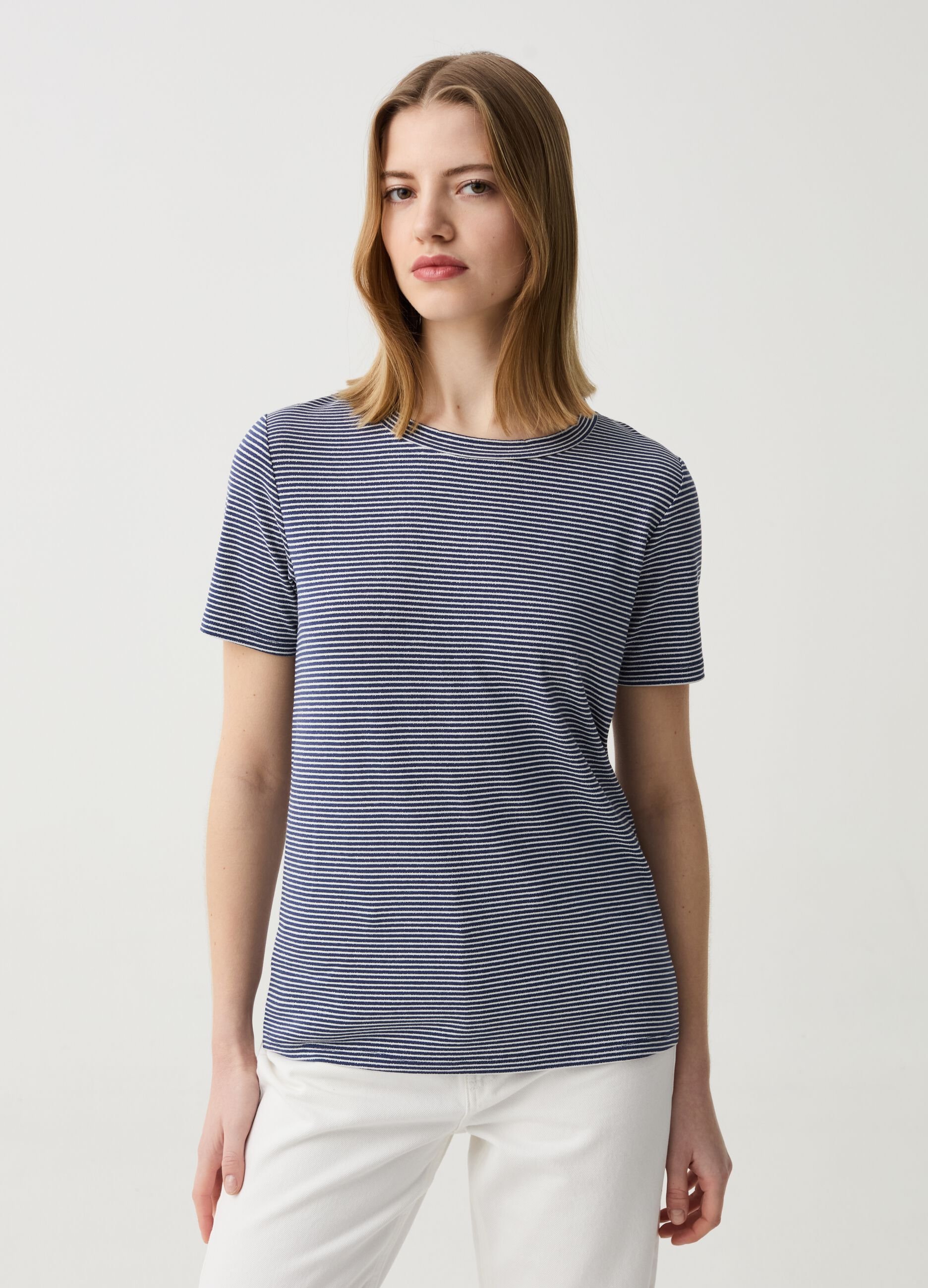 Lurex T-shirt with thin stripes