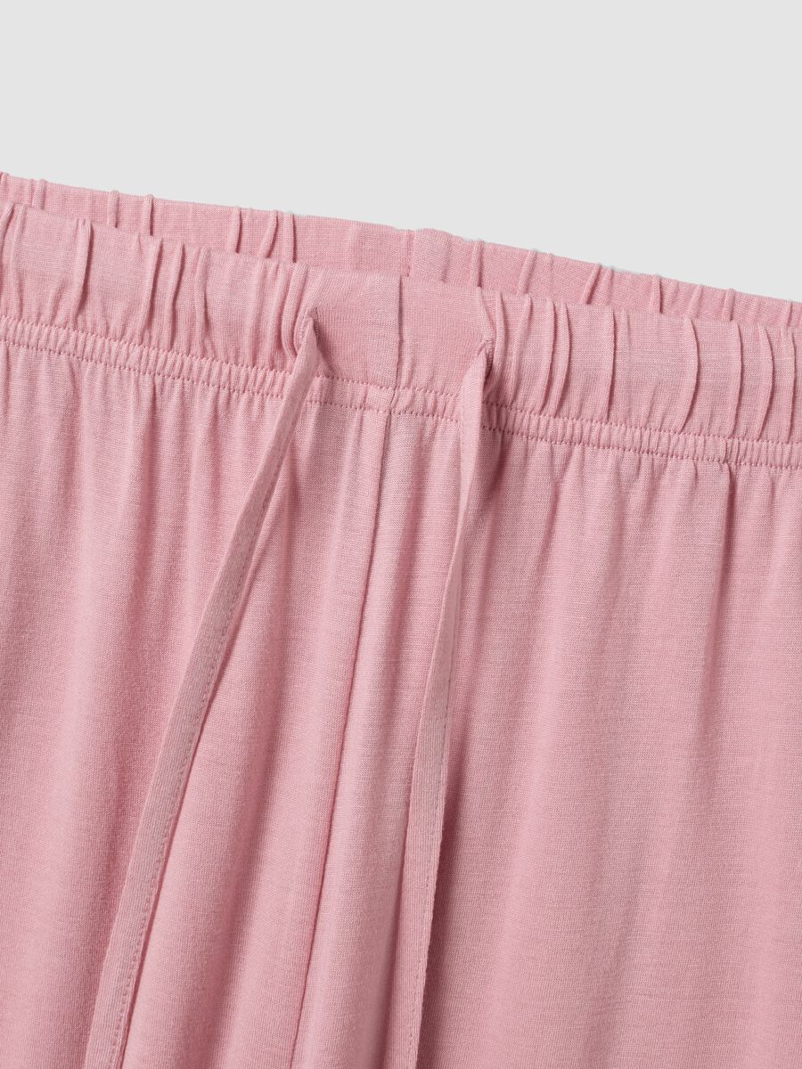 Pink pure viscose pyjama trousers with drawstring, regular fit_5