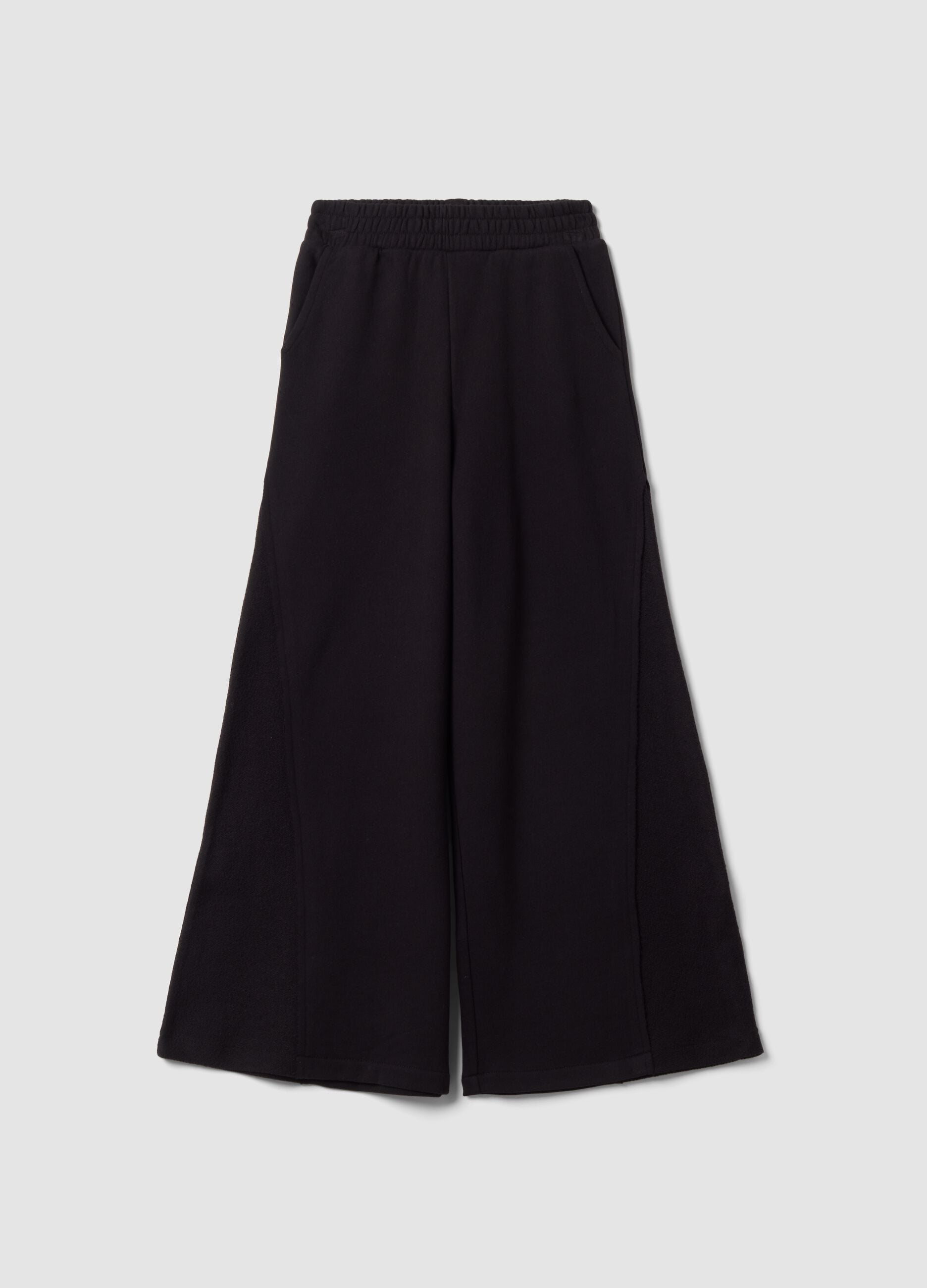 Black wide-leg trousers in pure cotton