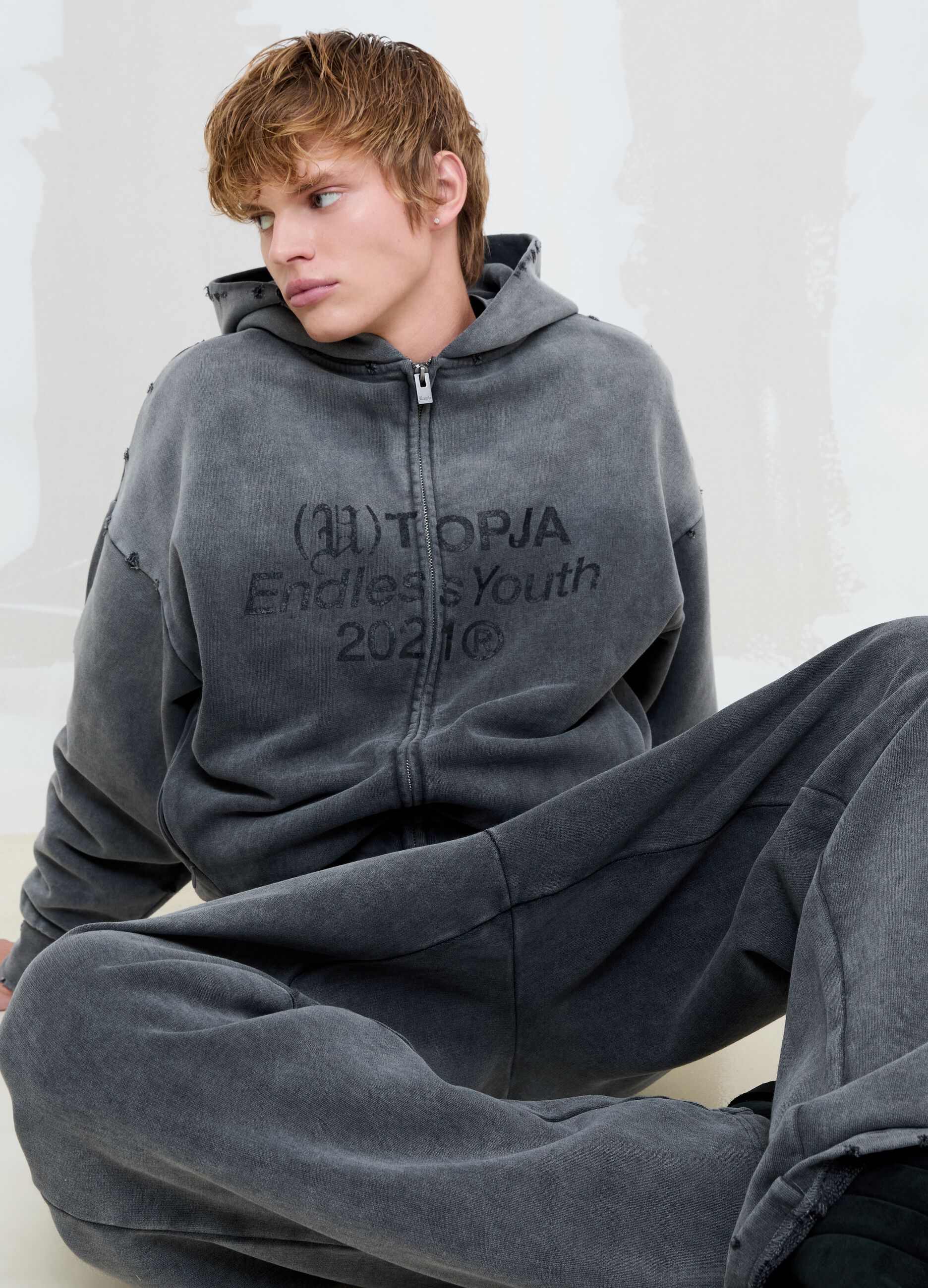 Full-Zip Hoodie Sunfaded Grey