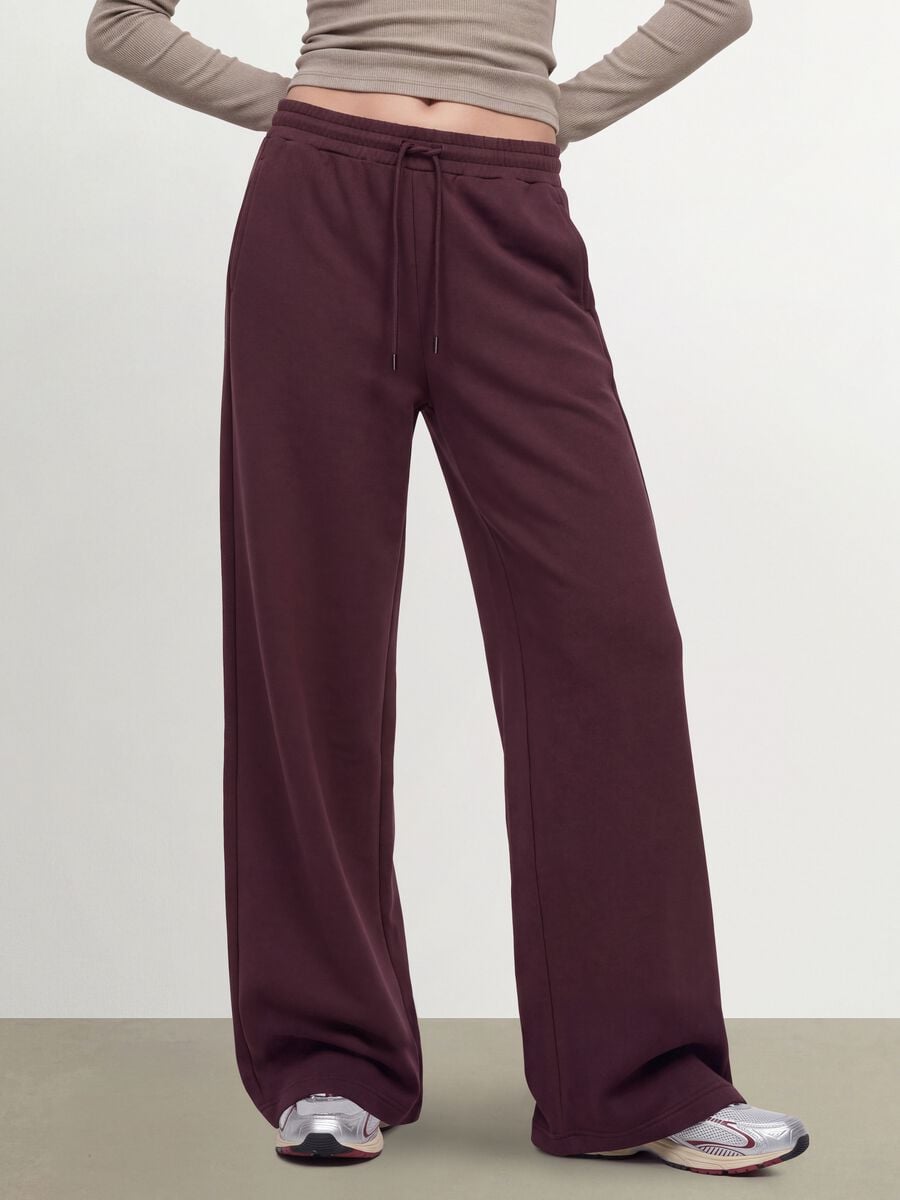 Violette Wide-Leg-Hose aus elastischem Modal mit Kordelzug_1