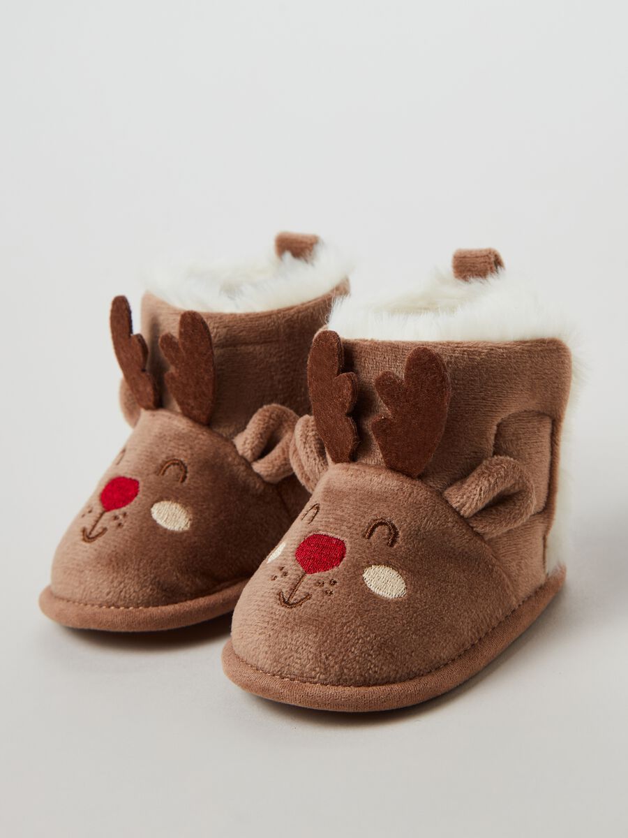 Velour ankle boots with reindeer_1