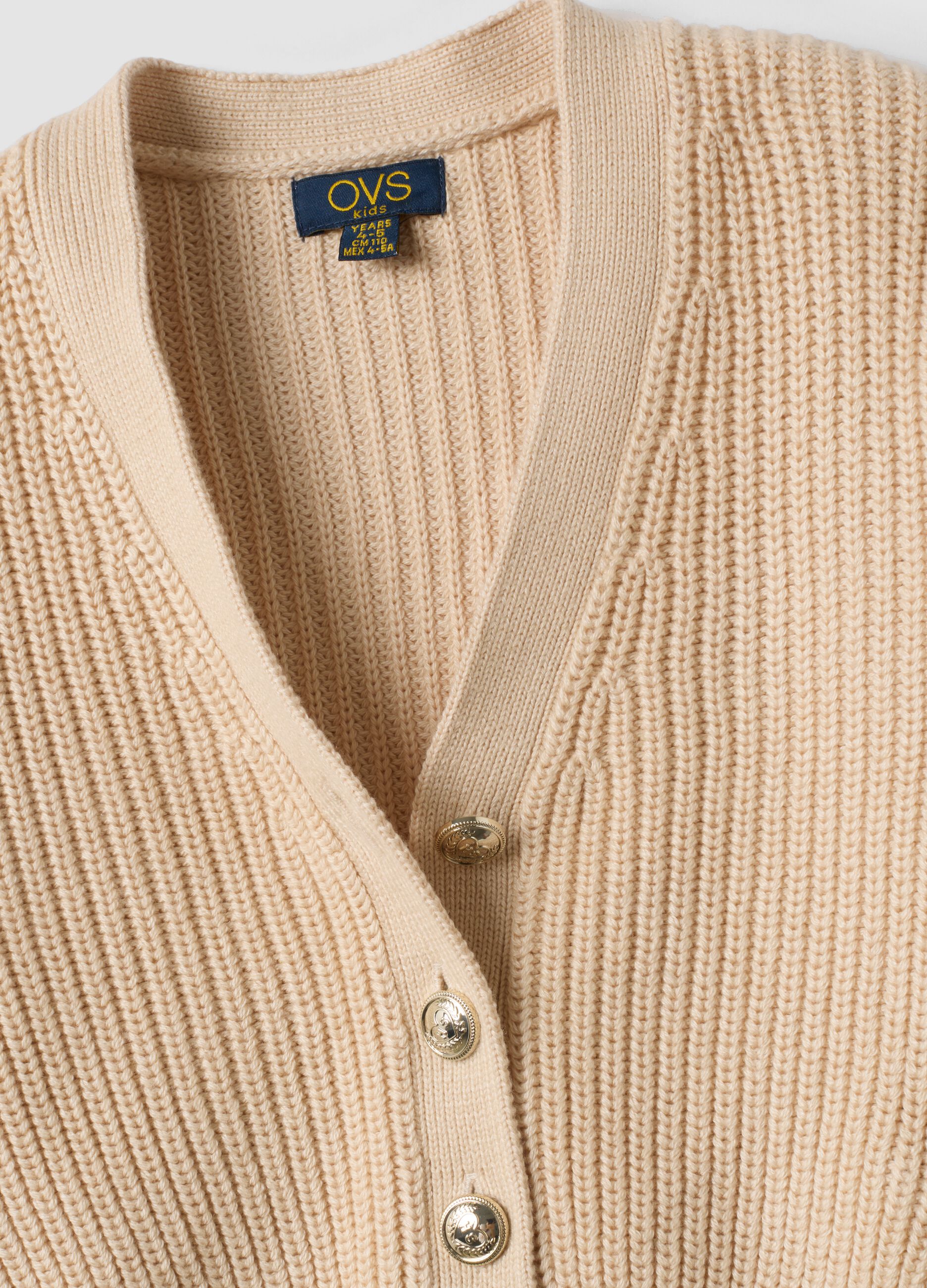 Beiger Cardigan aus Baumwollmischung mit Kn&ouml;pfen f&uuml;r M&auml;dchen