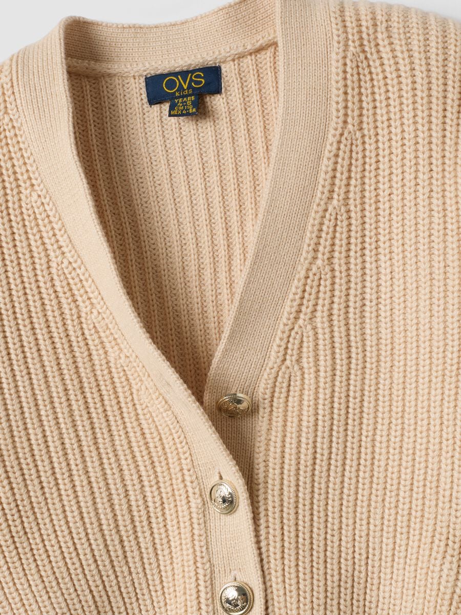 Beiger Cardigan aus Baumwollmischung mit Kn&ouml;pfen f&uuml;r M&auml;dchen_2