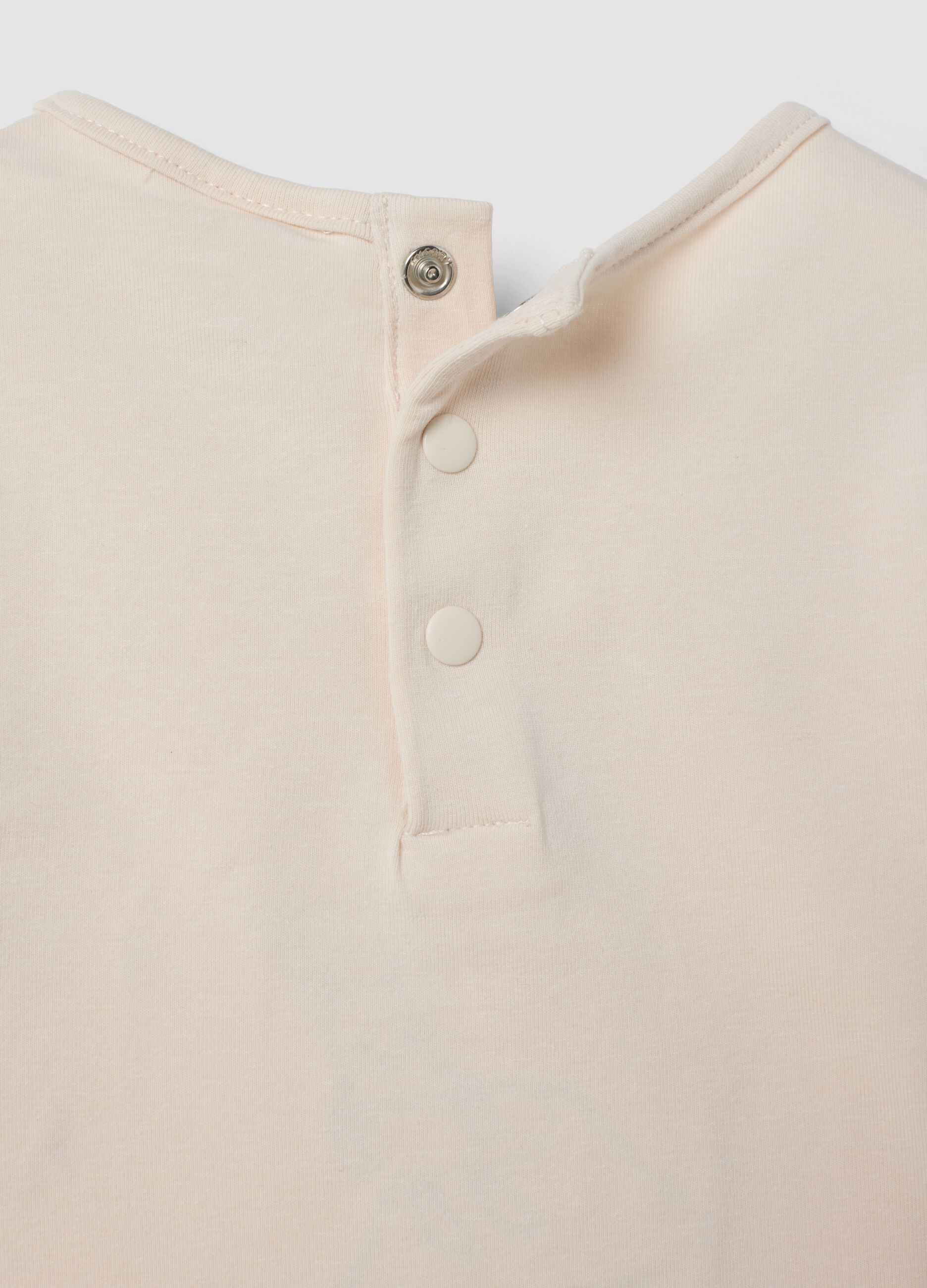 T-shirt rosa a maniche lunghe in cotone elasticizzato girocollo