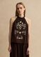 Brown pure cotton blouse regular fit with floral embroidery_2
