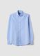 Hellblaues Oxford-Hemd aus reiner Baumwolle mit Haifischkragen, Slim Fit_0