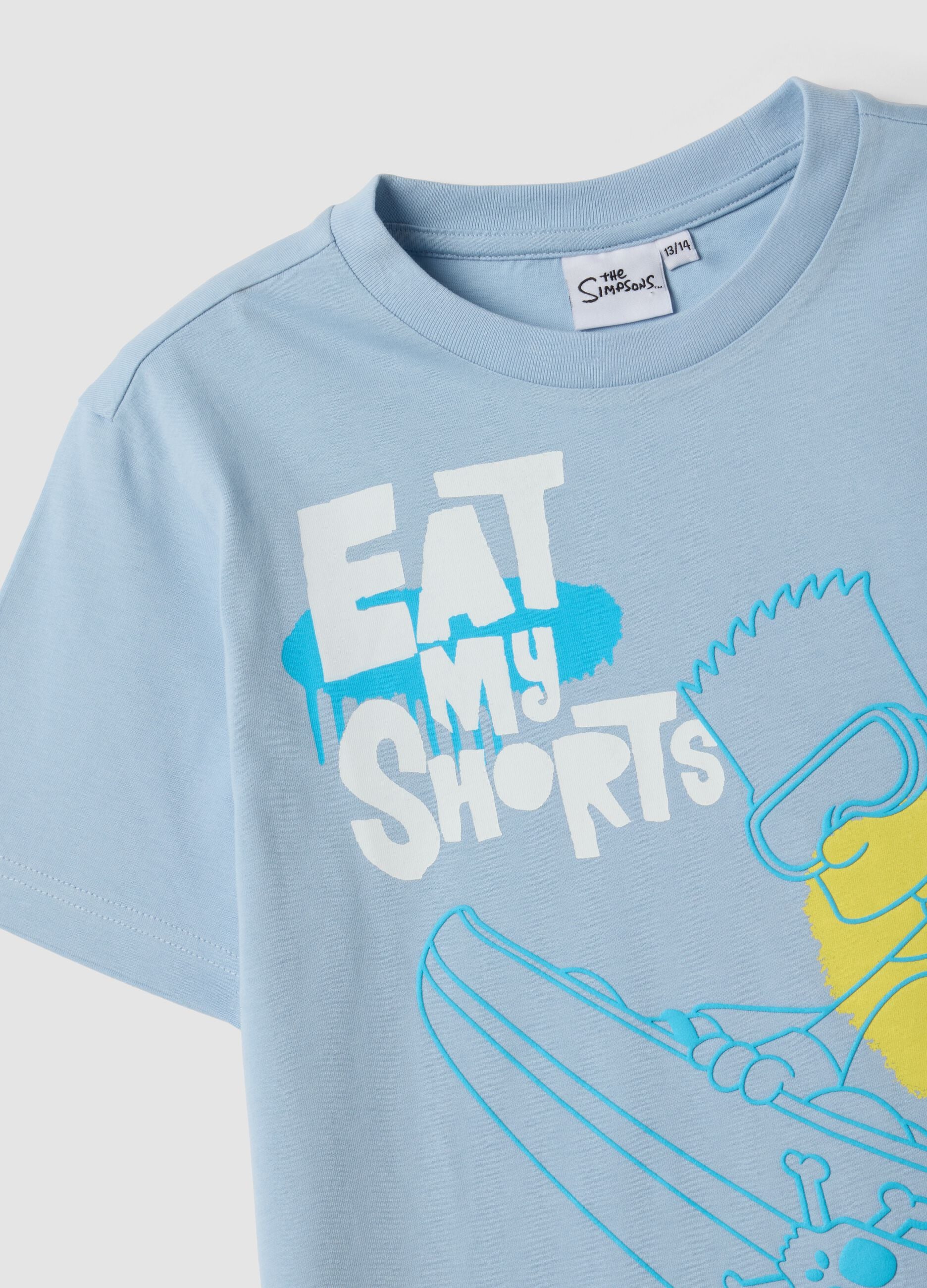 Hellblaues Jungen‑T‑Shirt aus reiner Baumwolle mit Simpsons‑Print