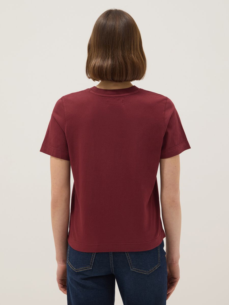 Red crew neck t-shirt in pure cotton regular fit_2