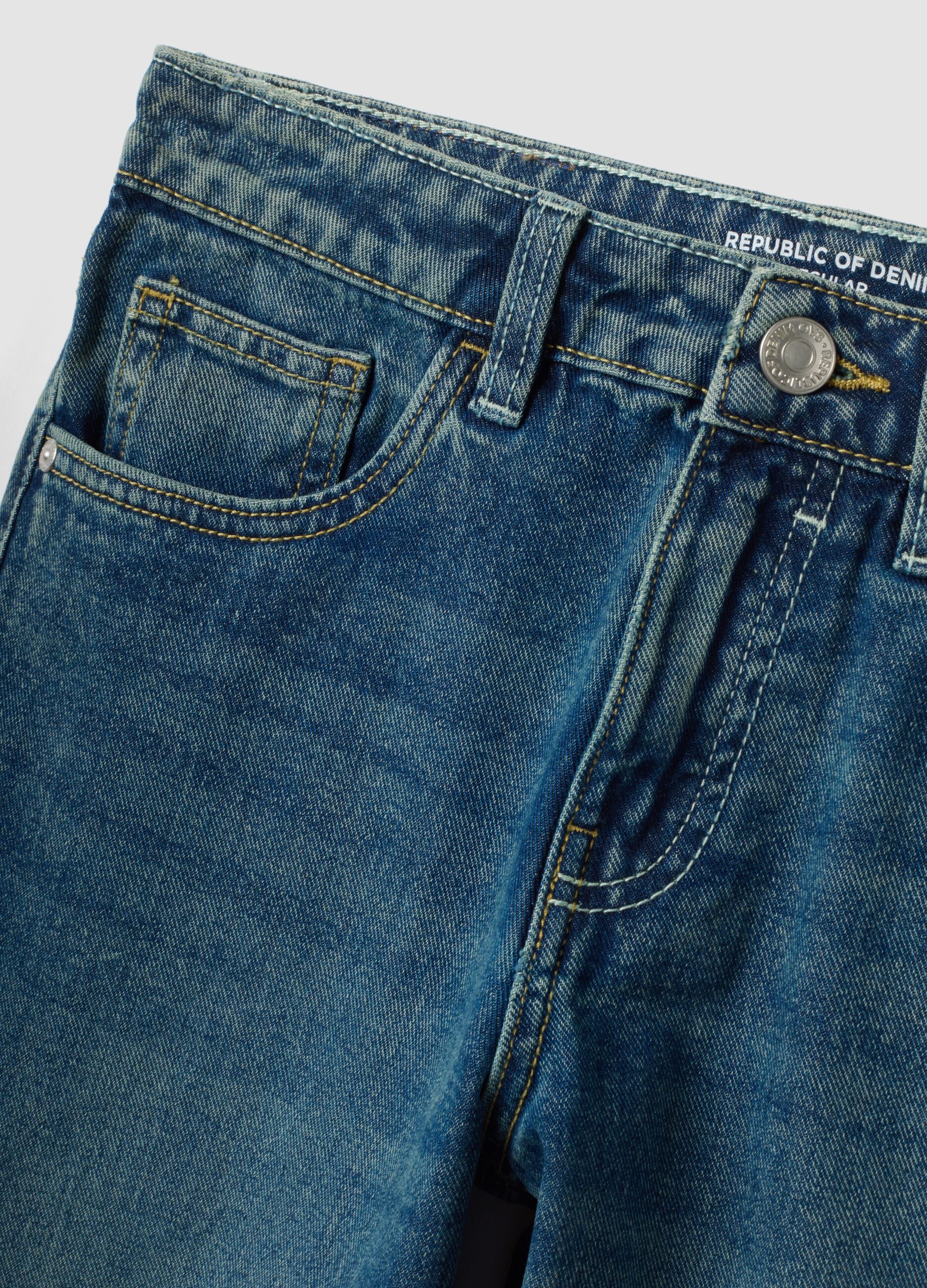 Blue pure cotton regular-fit jeans for boys