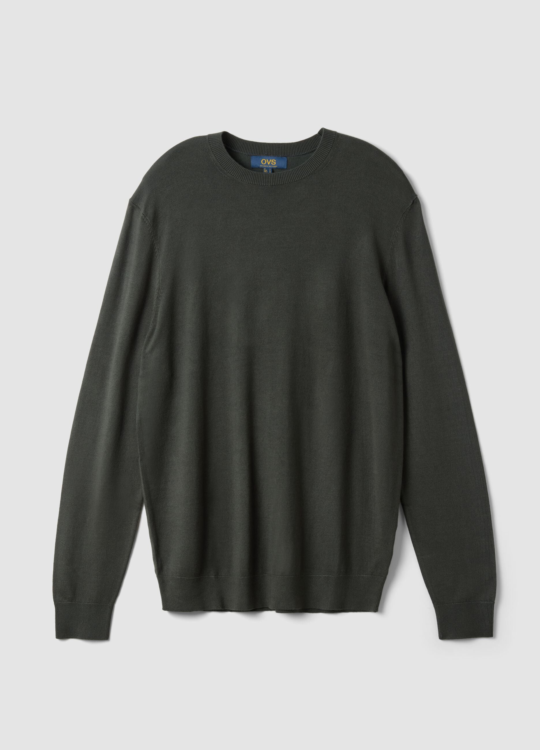 Green crew-neck jumper in viscose blend, regular fit