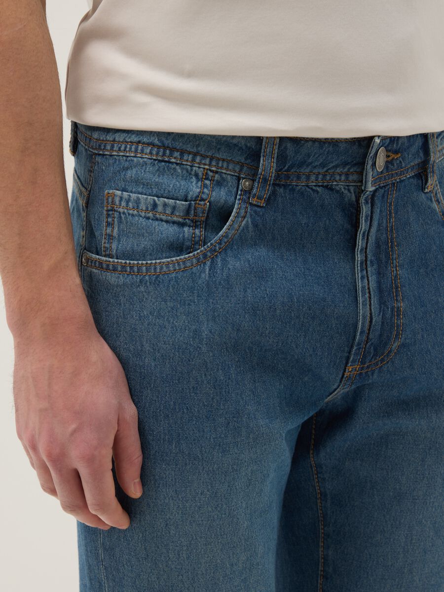 Regular fit blue denim jeans in pure cotton_3