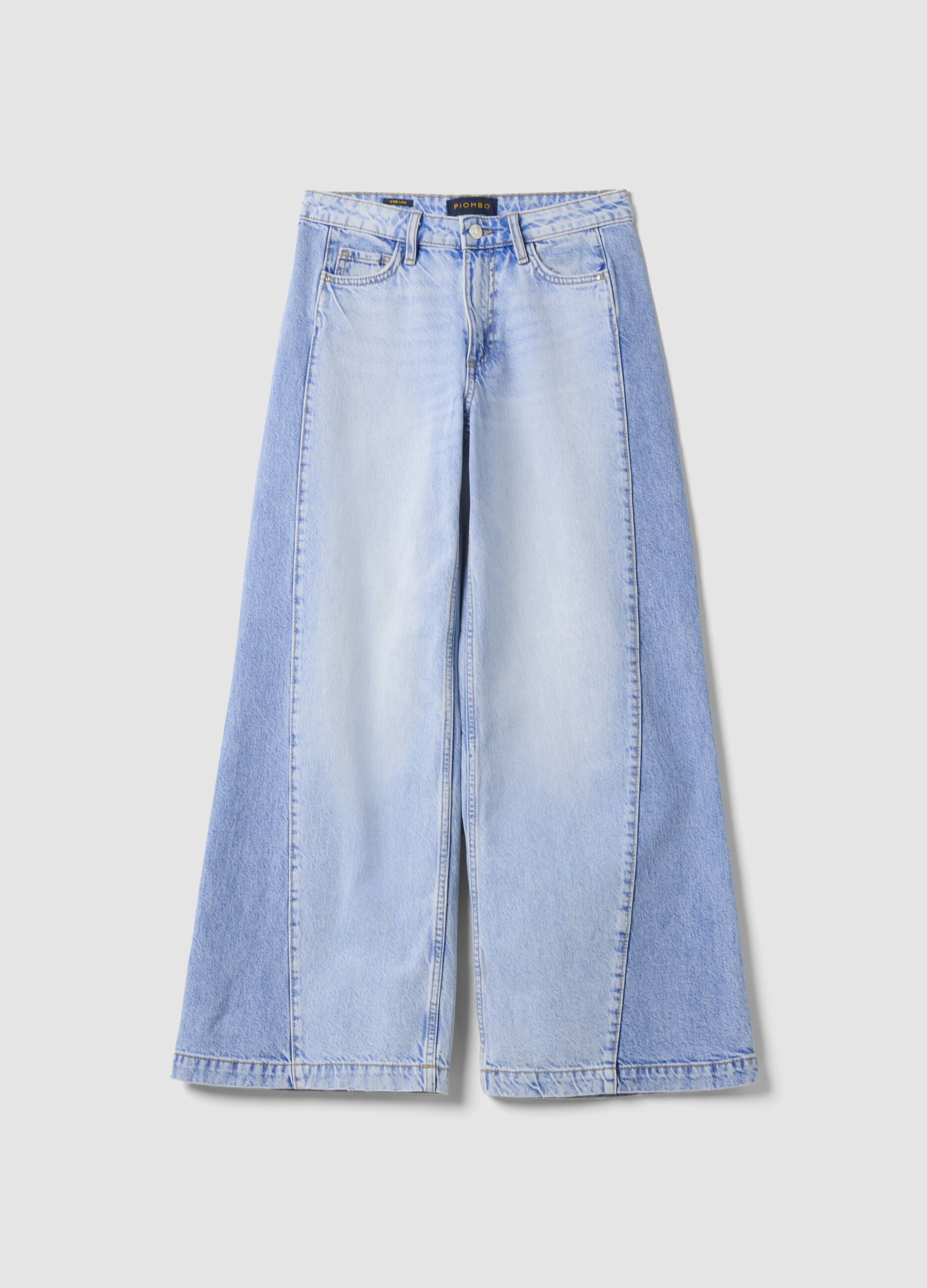Light blue wide-leg jeans in pure cotton
