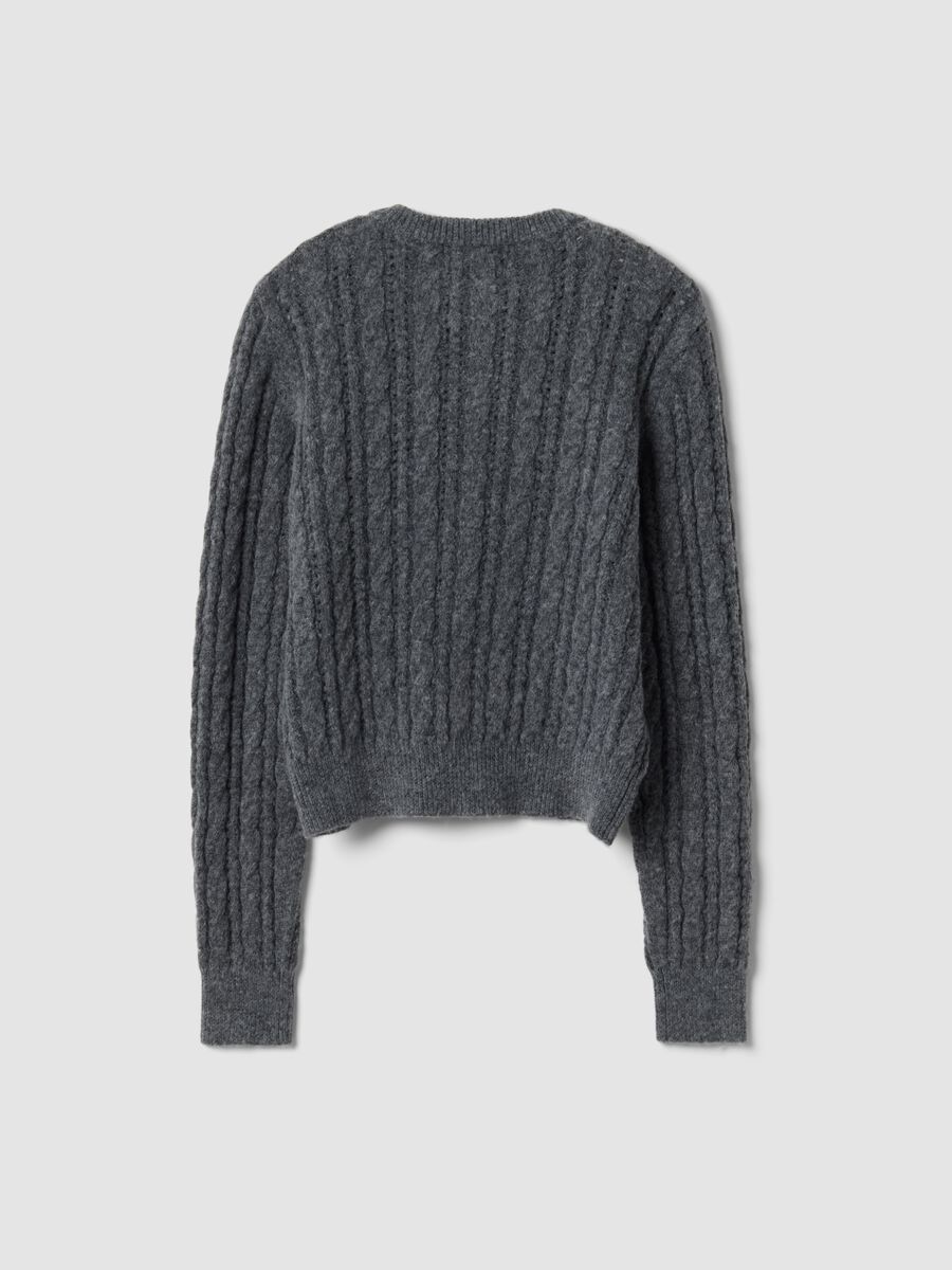 Grey wool-blend cable-knit cardigan_2