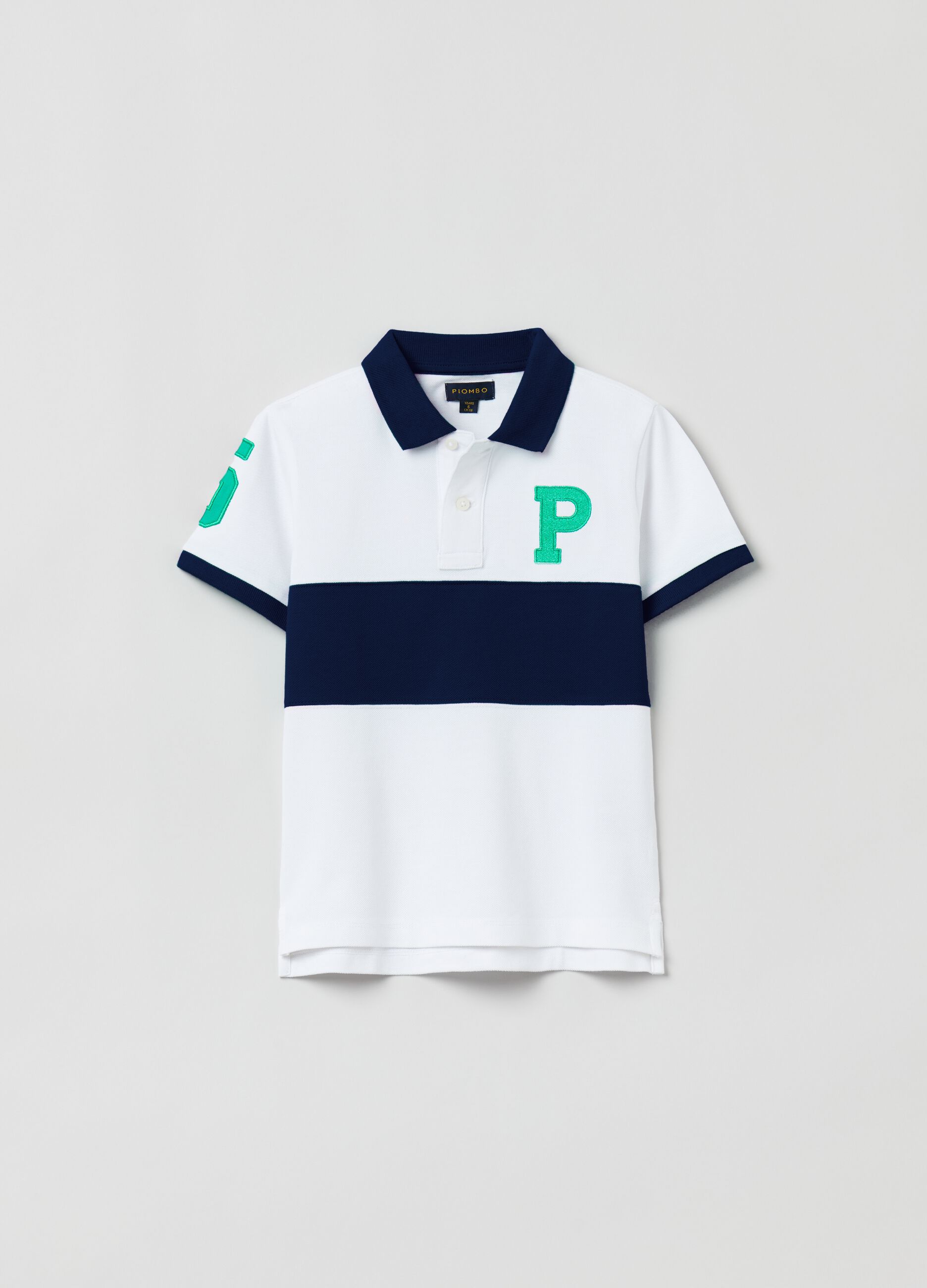 Colour block polo shirt with logo embroidery_0