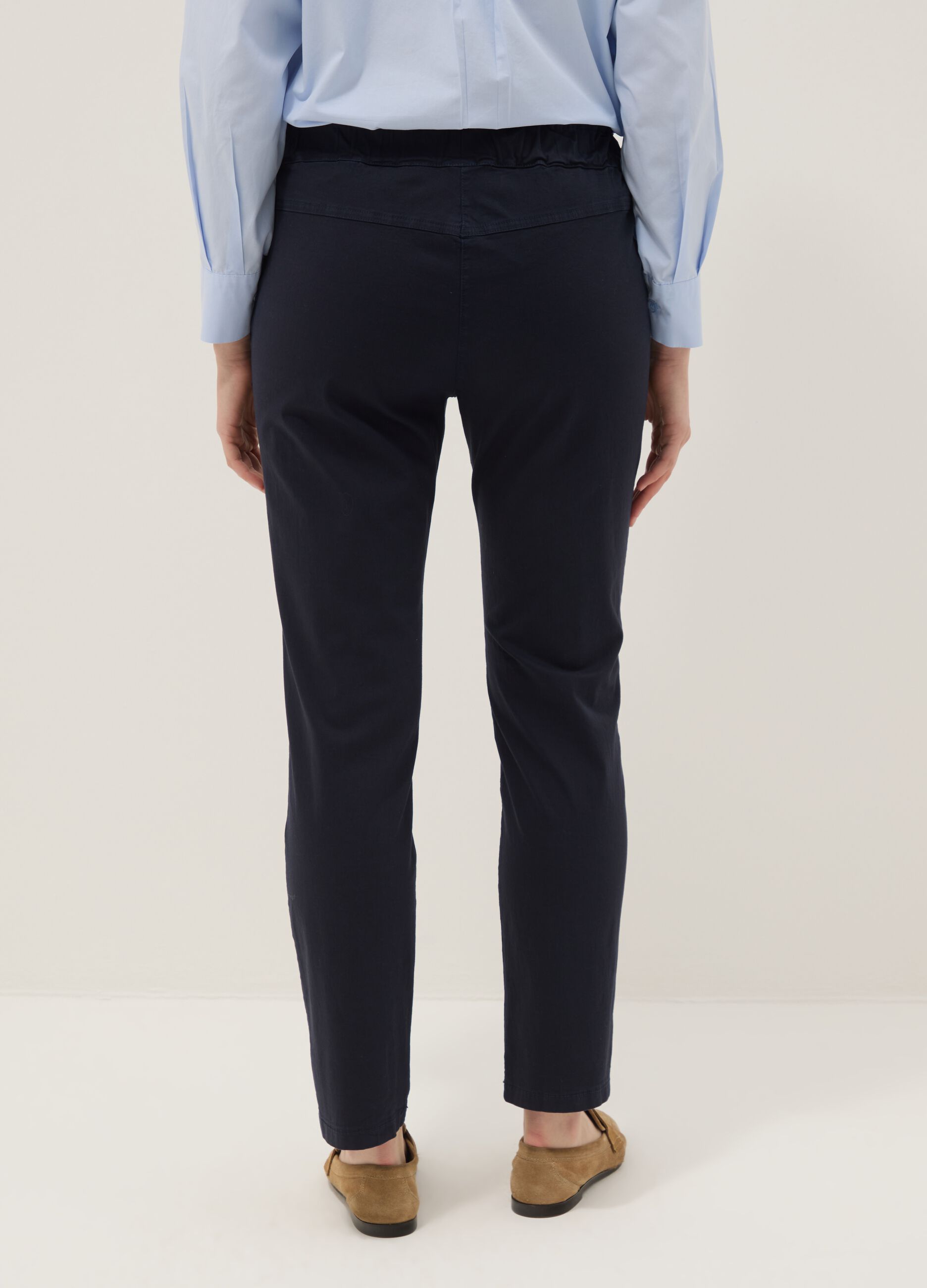 Blaue Hose aus Stretch-Baumwolle mit Kordelzug