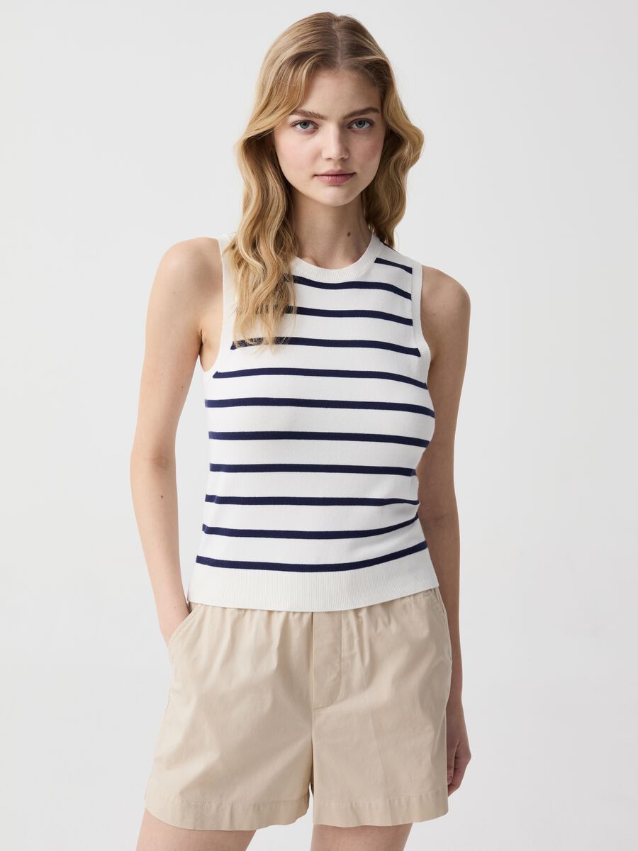 Pull-on shorts in stretch cotton_0