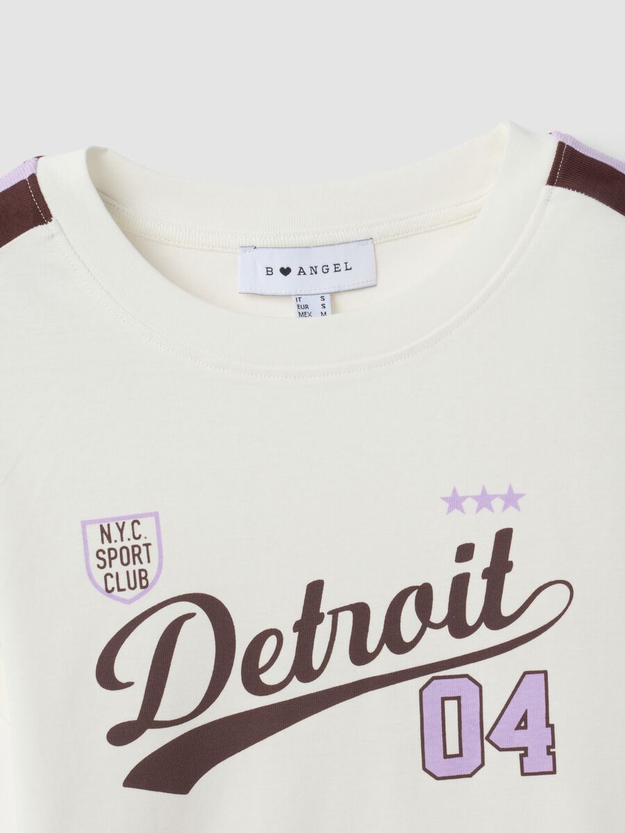 White pure cotton crew-neck T-shirt with Detroit print_6