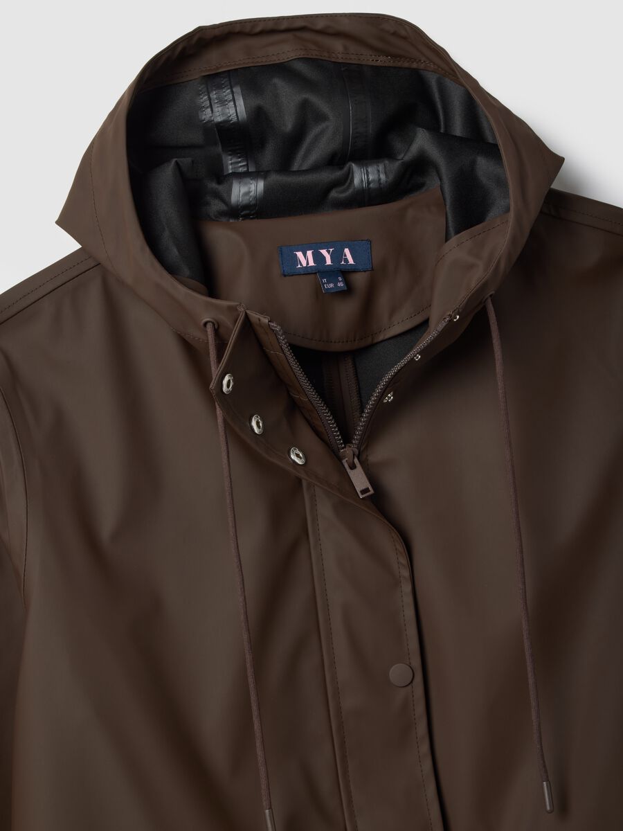 Brown rain jacket regular fit with hood_5