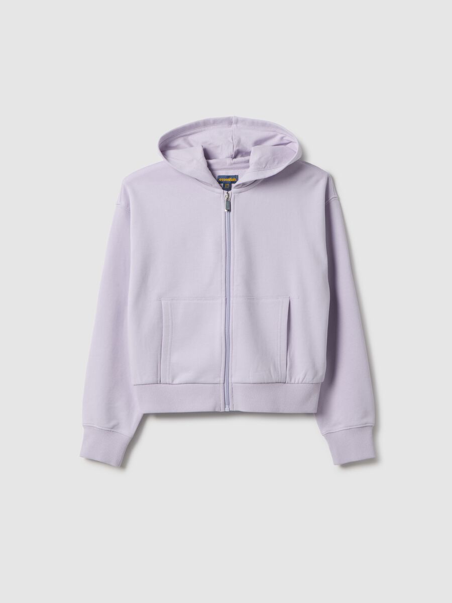 Girls' purple regular fit pure cotton hoodie with zip_3
