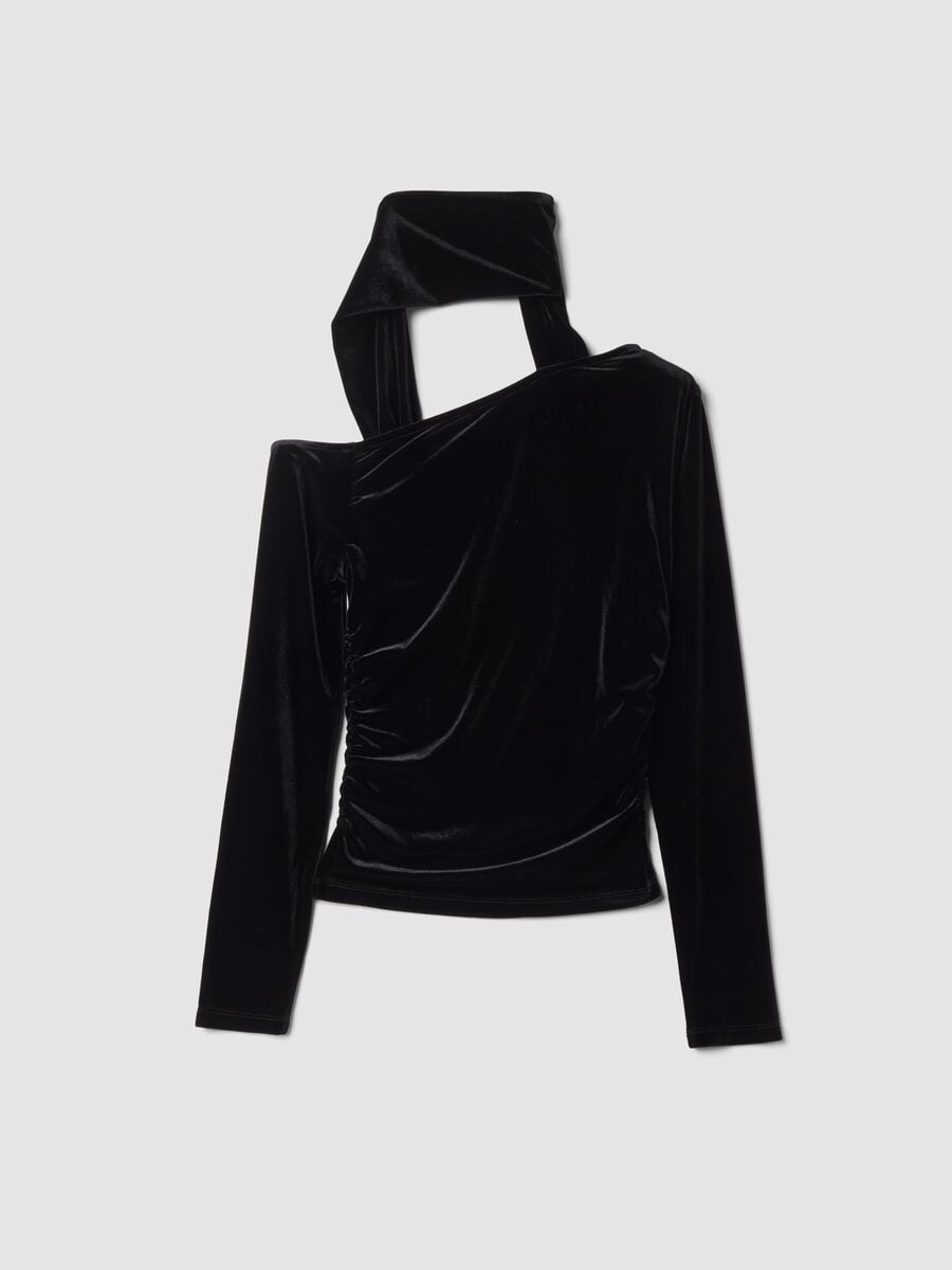 Black stretch top with crew neck_2