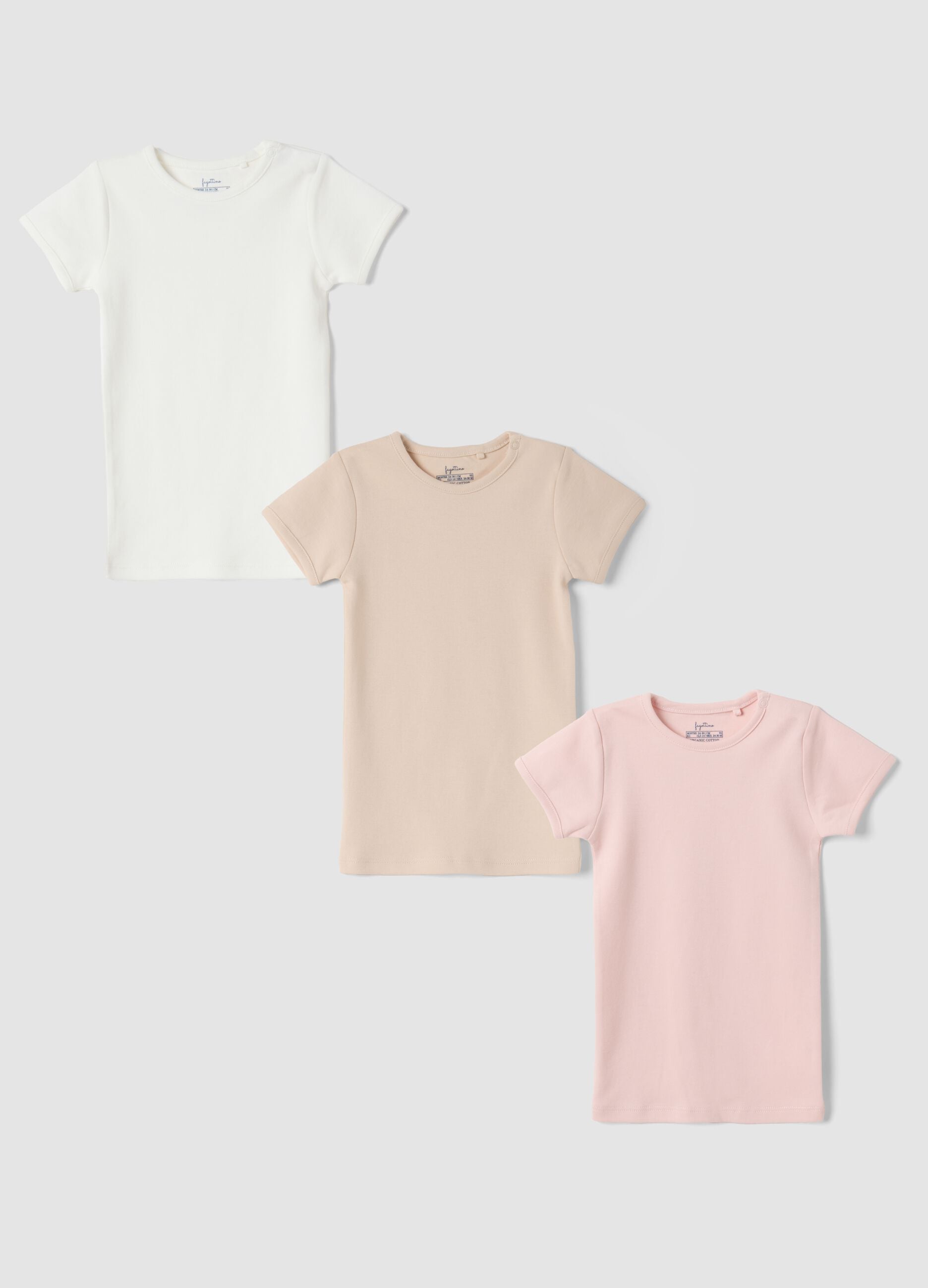 Pack de 3 camisetas multicolor de algod&oacute;n org&aacute;nico puro con cuello redondo