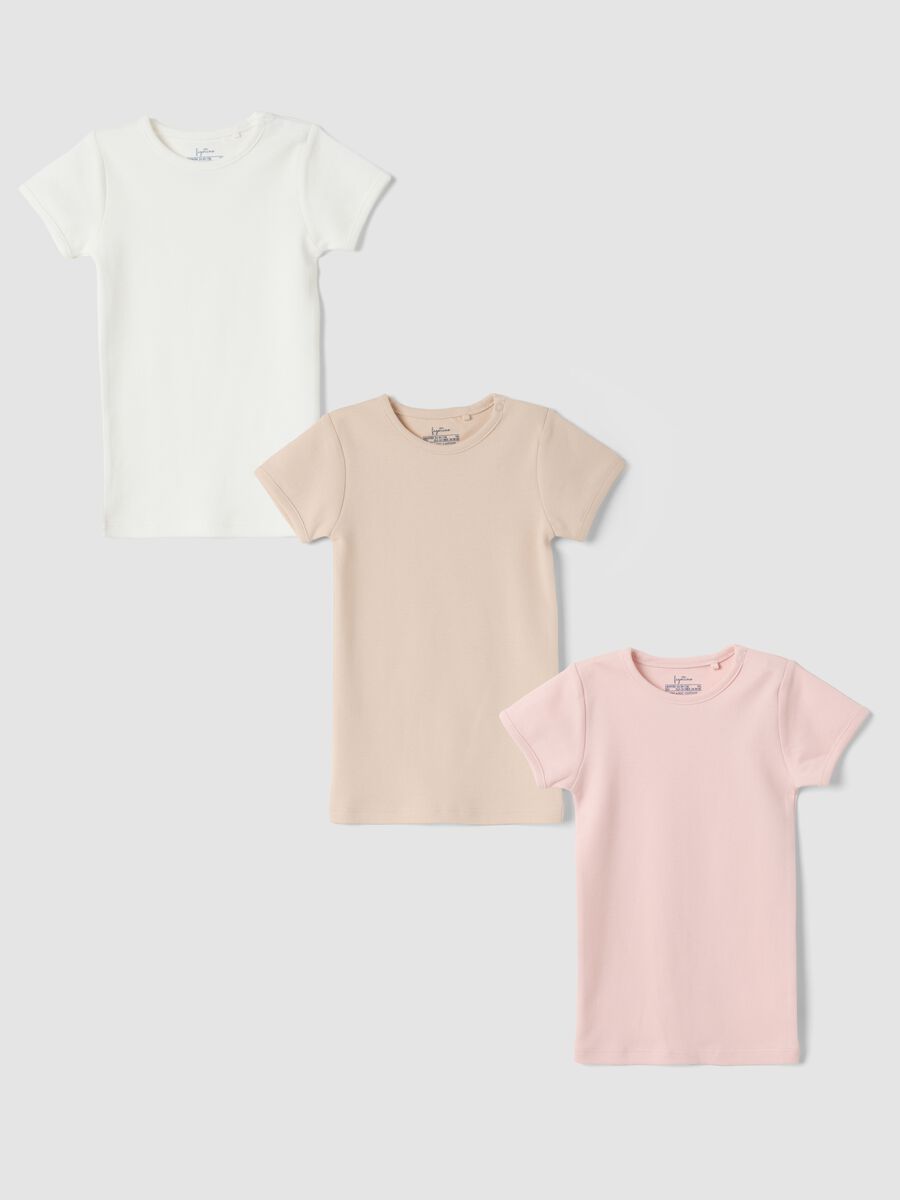 Three-pack of multicolour organic cotton crew-neck T-shirts_0