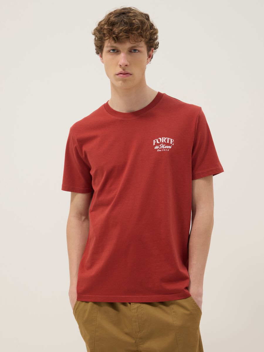 Red pure cotton regular-fit T-shirt with print_1