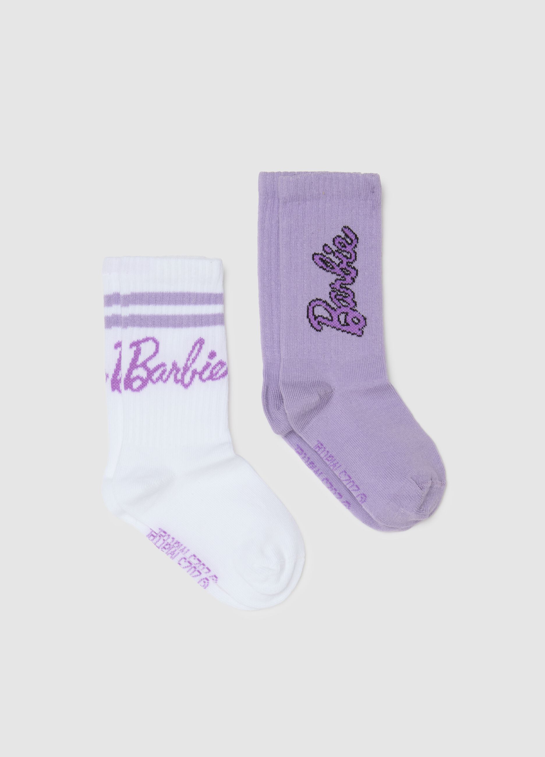 Girls' multicolour cotton-blend elasticated socks twin pack Barbie