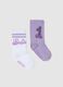 Girls' multicolour cotton-blend elasticated socks twin pack Barbie_0