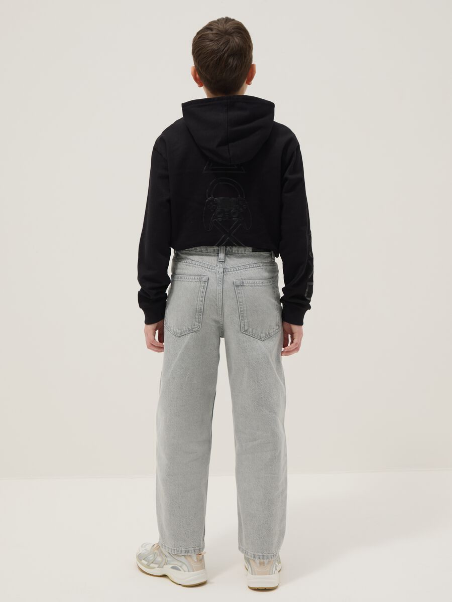 Boy's gray pure cotton skater jeans_1