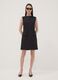 Black sleeveless fitted dress in stretch cotton with crew neck_1