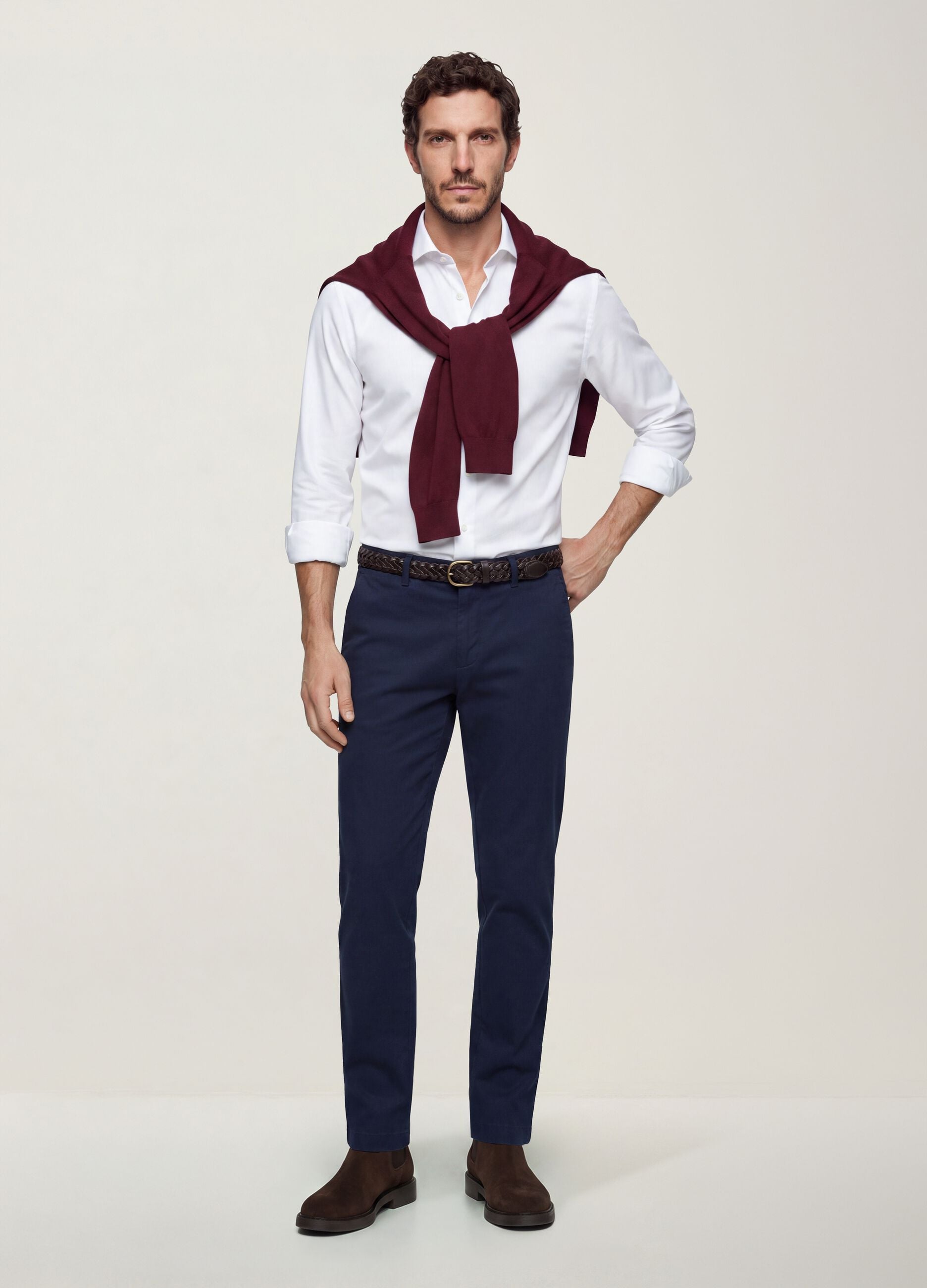Blue slim-fit chino trousers in lyocell and stretch cotton